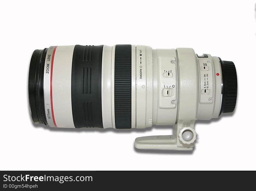 A close-up of a telelens. A close-up of a telelens