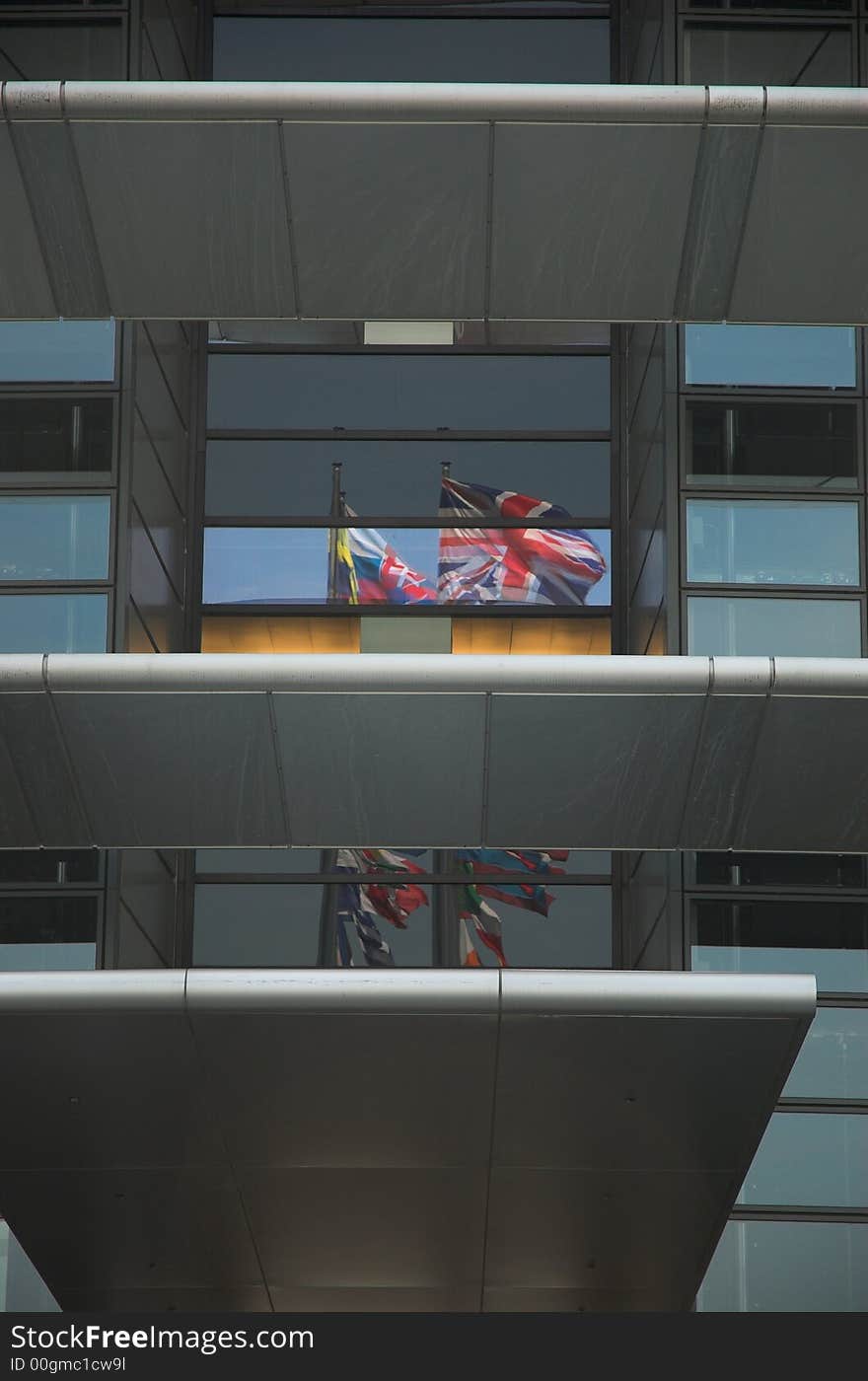 Part of a modern building - European Parliament in Strasbourg