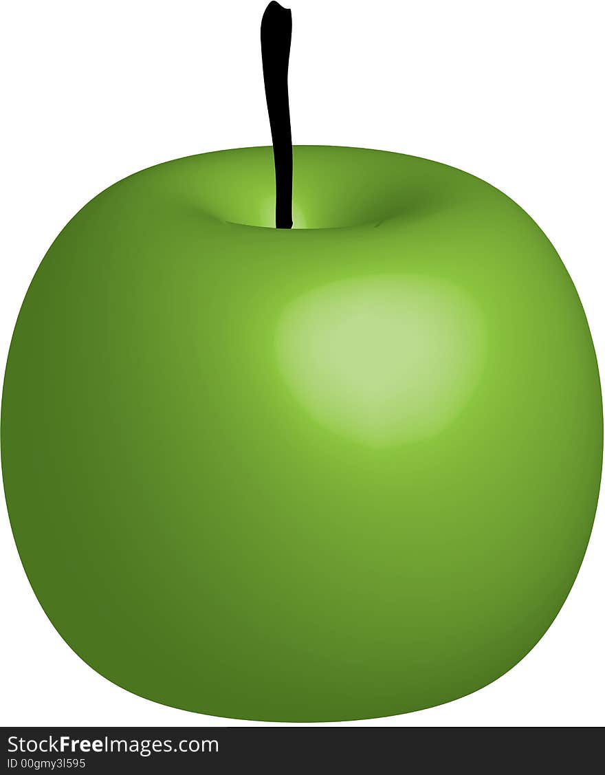 Vector Green Apple with Stem