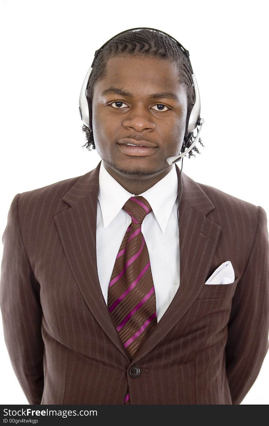 This is an image of a man with a microphone headset. This image can be used for telecommunication and service themes. This is an image of a man with a microphone headset. This image can be used for telecommunication and service themes.