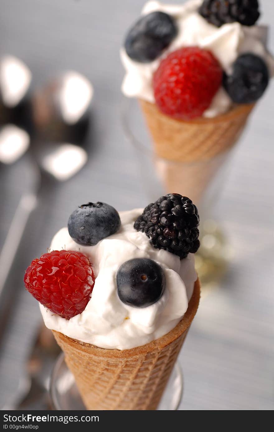 Cones with whipped cream