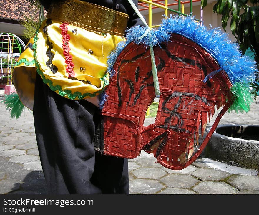 Dancer clothing of horse dance with children. Dancer clothing of horse dance with children