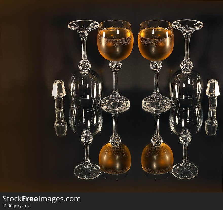 Glass composition on a dark background