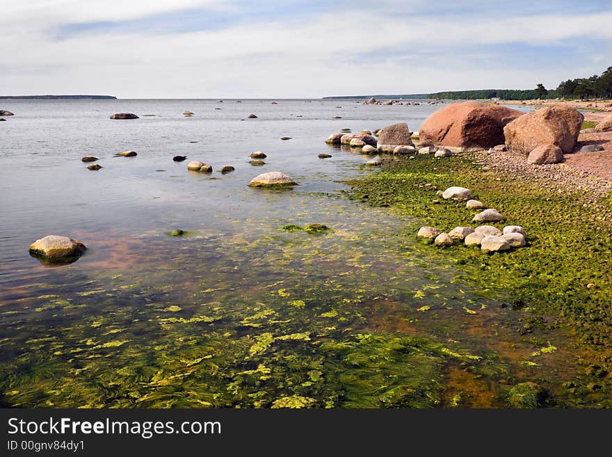 Low tide on a Finish gulf shore, North-West Russia