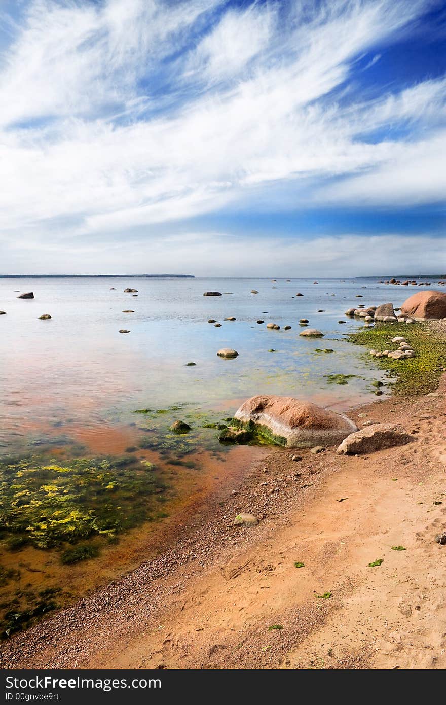 Low tide on a Finish gulf shore,North-West Russia