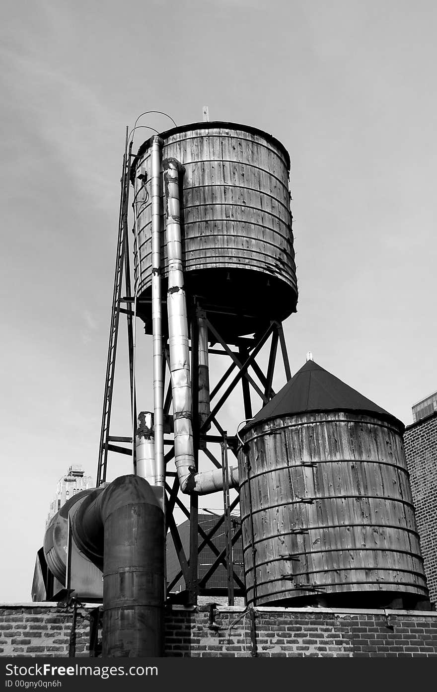 Water tanks on hotel roof in new york. Water tanks on hotel roof in new york