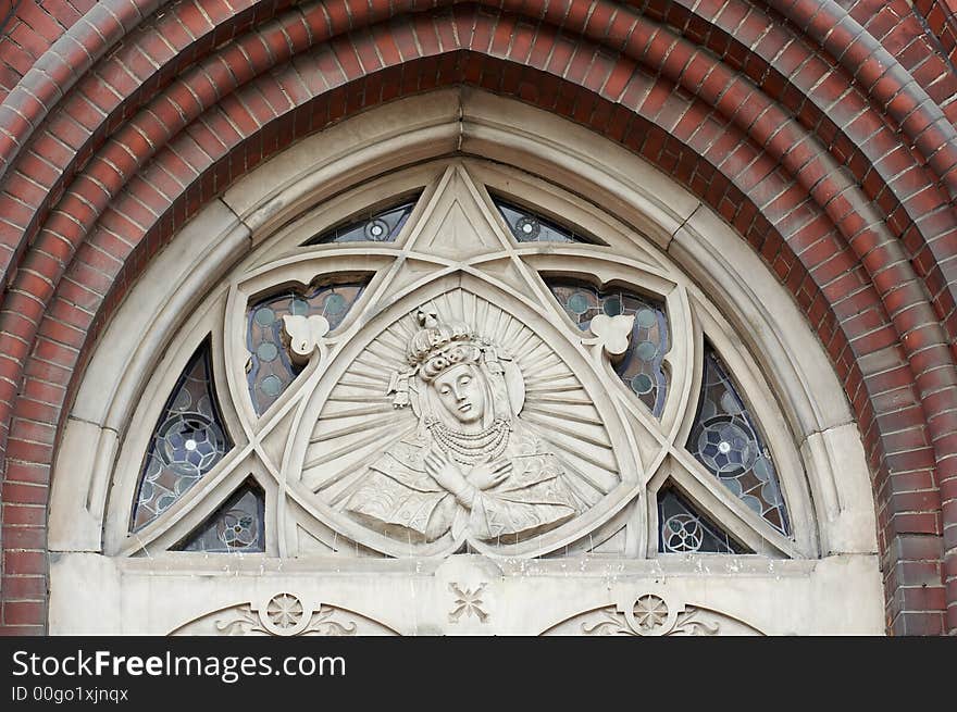 Architectonic detail, fragment of antique church. Architectonic detail, fragment of antique church