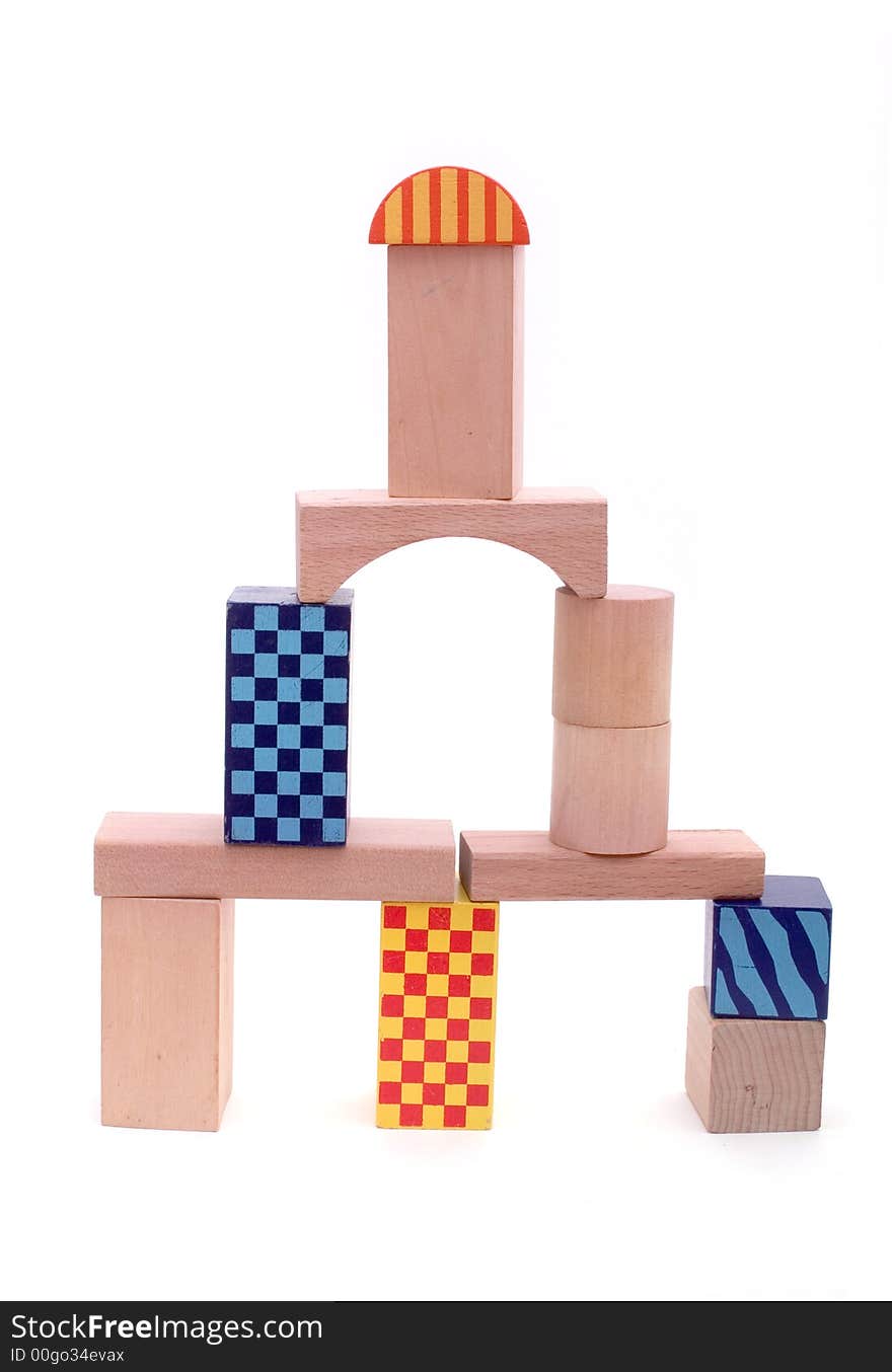 A gate made of colorful building blocks, isolated against a white background. A gate made of colorful building blocks, isolated against a white background