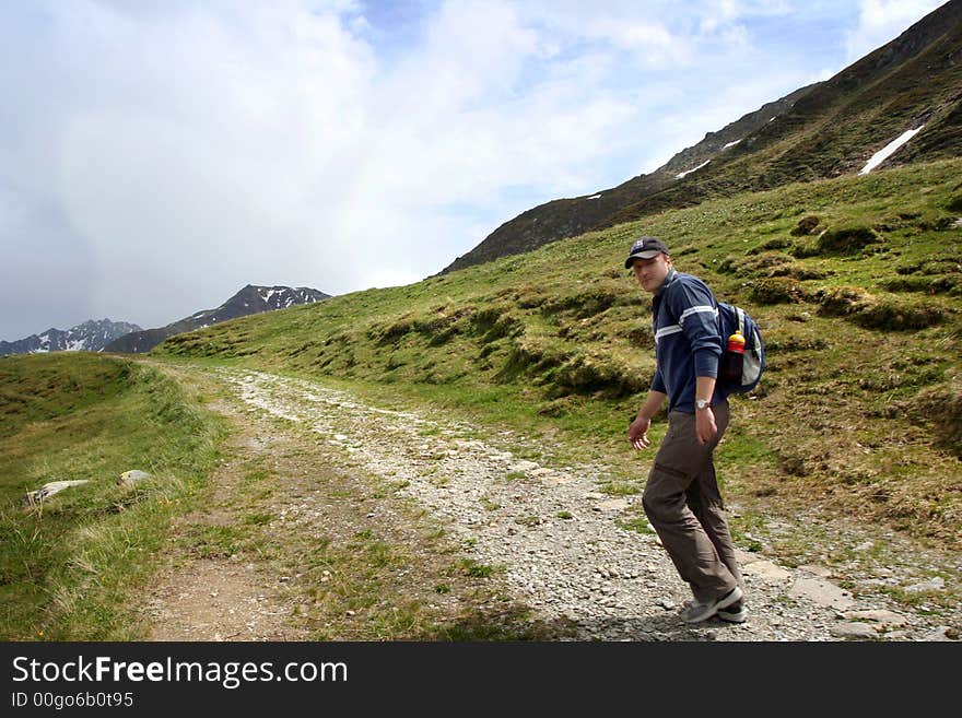 Hiking in swiss alps