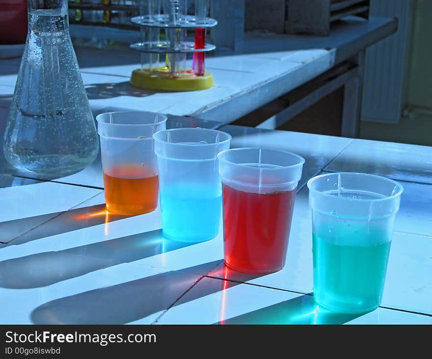 Interesting lighting in an old school chemistry laboratory. Interesting lighting in an old school chemistry laboratory