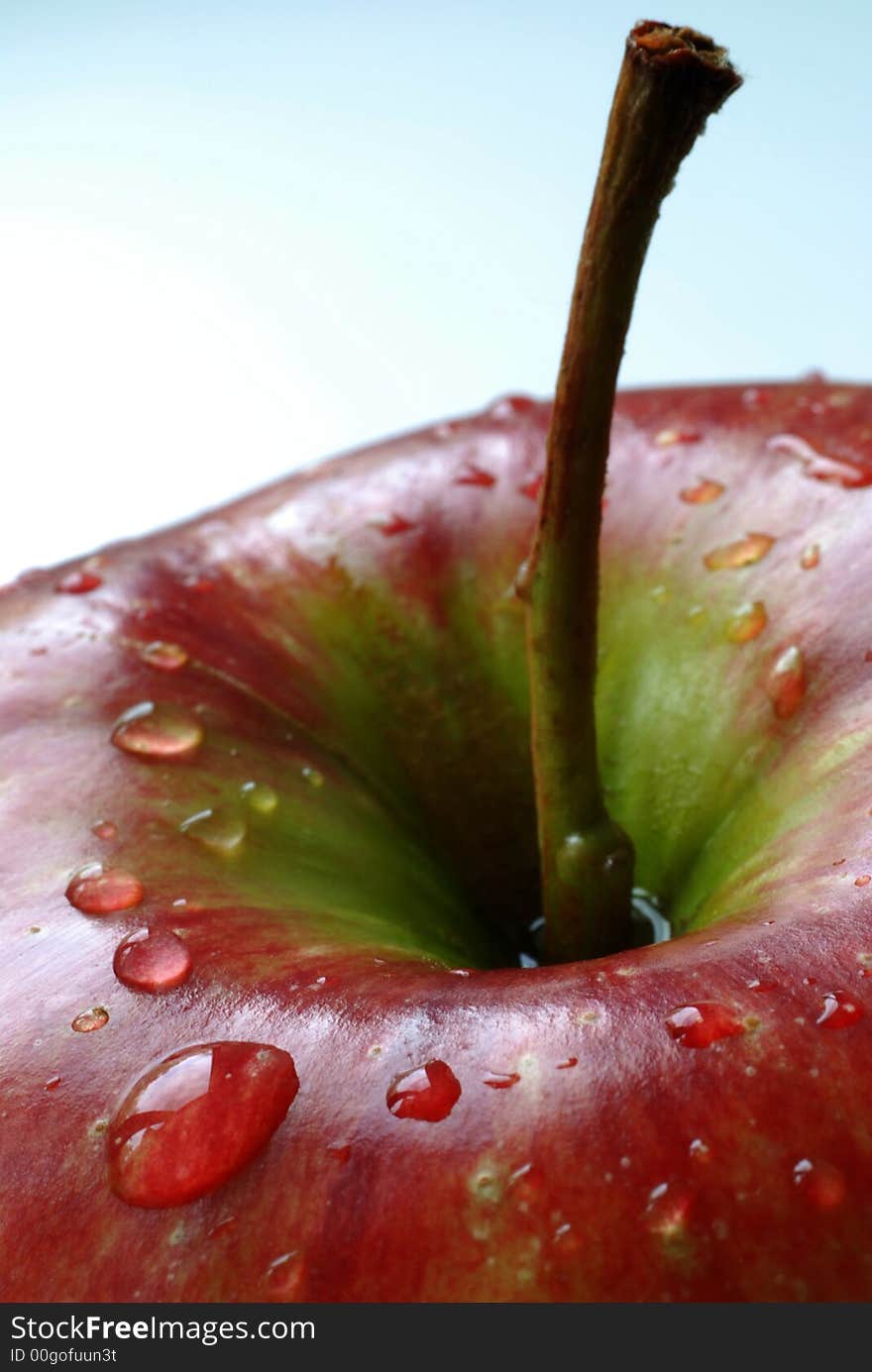 Macro apple with water drops