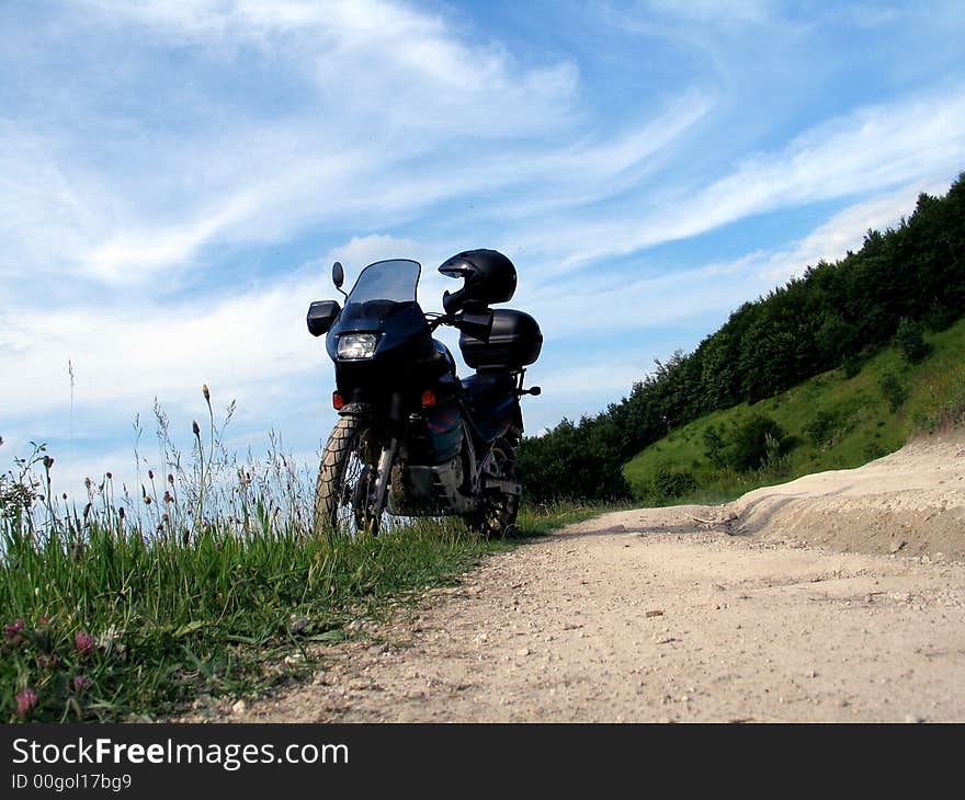 Motorbike on a blue sky