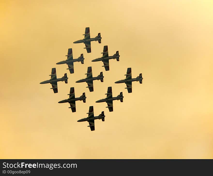 Plane exhibiton of the frecce tricolari, the best squadron in the world. They exhibited in Viareggio, Tuscany over the sea in a great show with over 50000 people present.