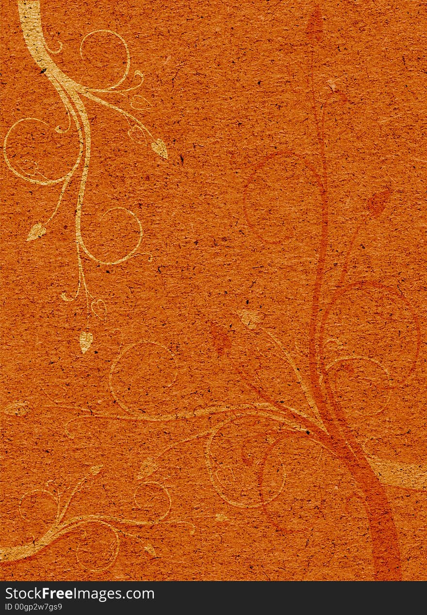 Florid pattern on an ancient sheet of a paper