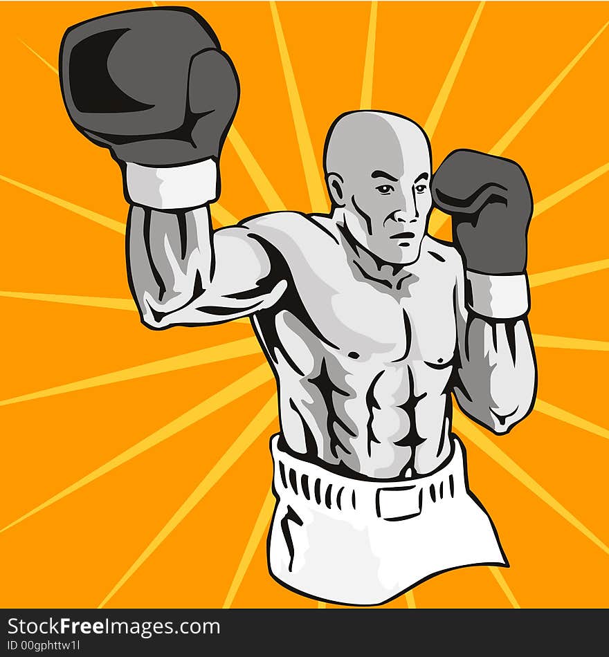 Illustration of a boxer sparring. Illustration of a boxer sparring.