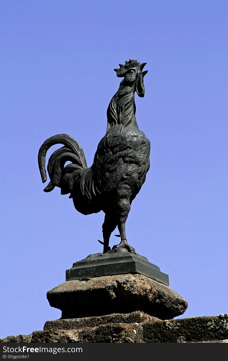 Sculptured cock on blue sky. Sculptured cock on blue sky