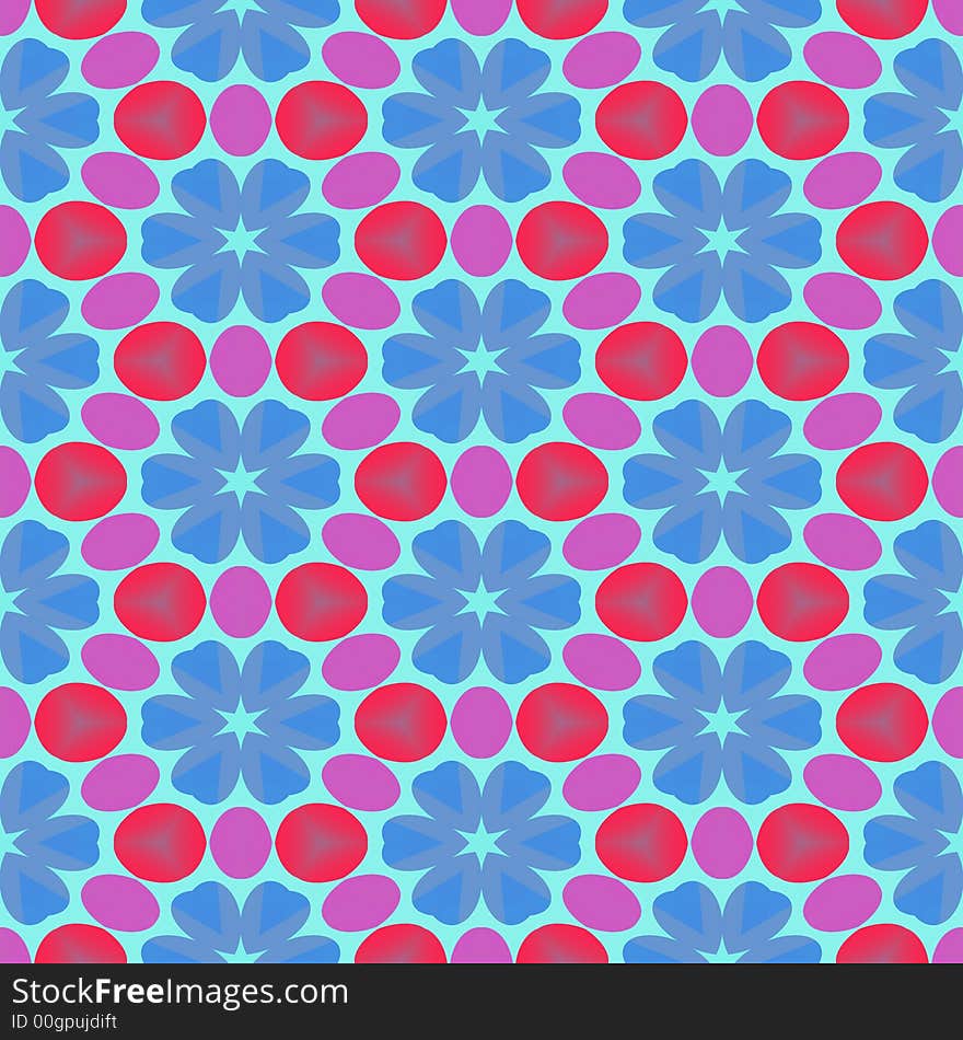 Old-fashioned red and blue retro flower background. Seamless tile. Old-fashioned red and blue retro flower background. Seamless tile.