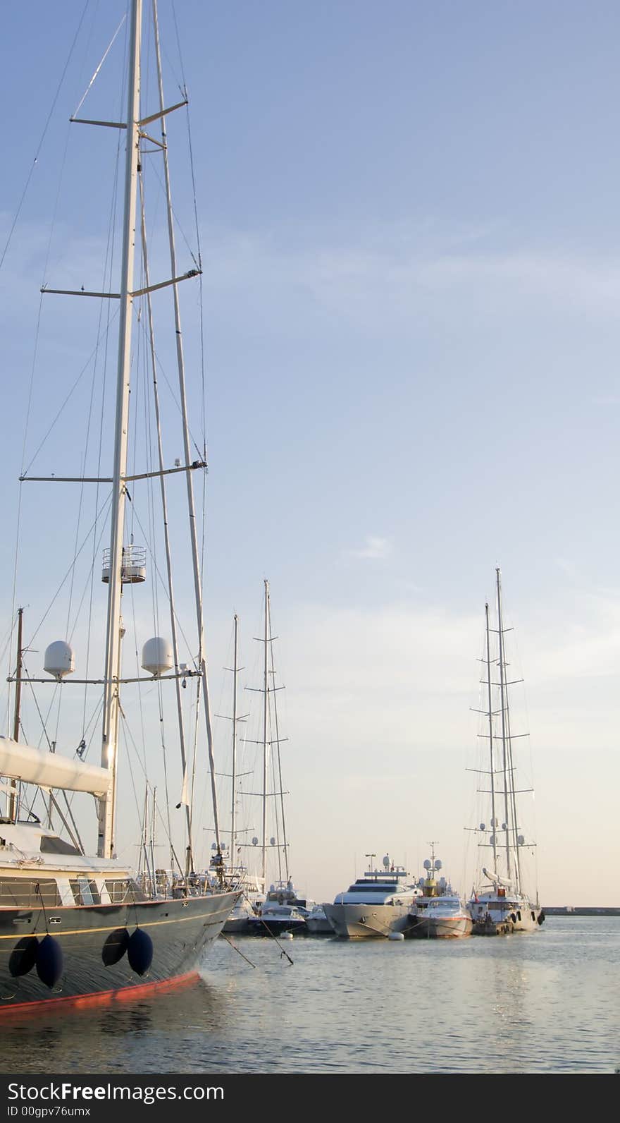 Big and elegant yachts in the port of Viareggio