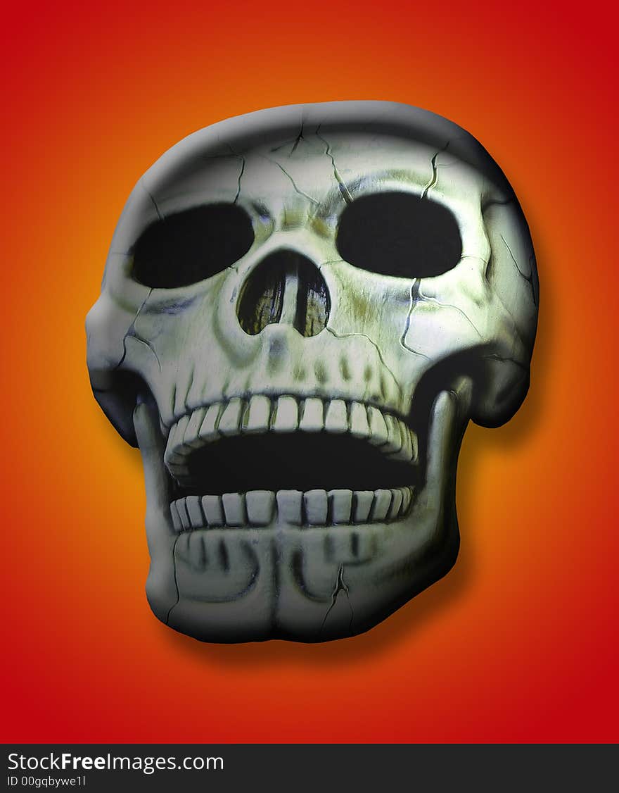 Spotlighted skull in front of a gradient background