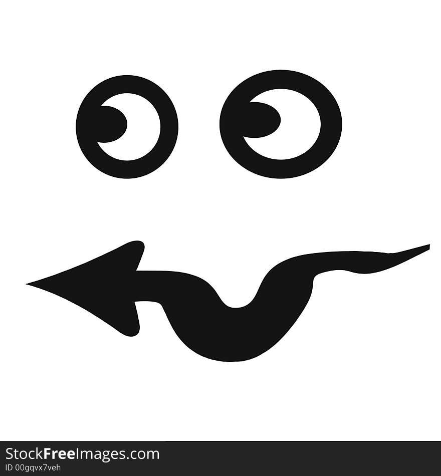 Funny face exit sign eyes and mouth pointing. Funny face exit sign eyes and mouth pointing