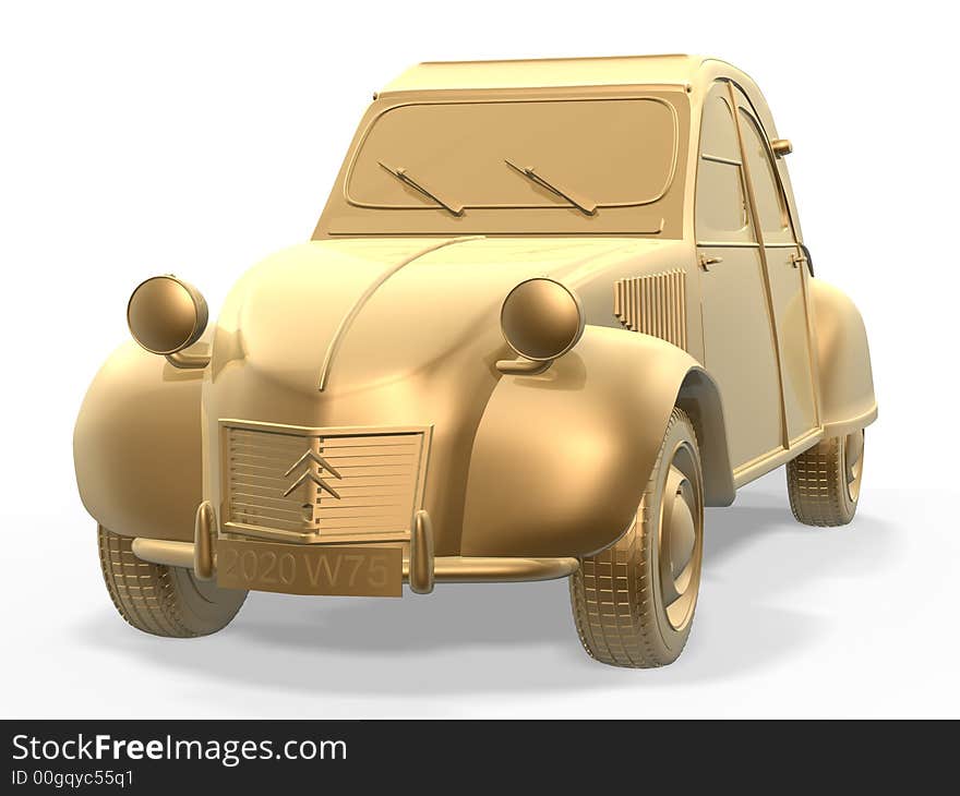 Golden Vintage Car