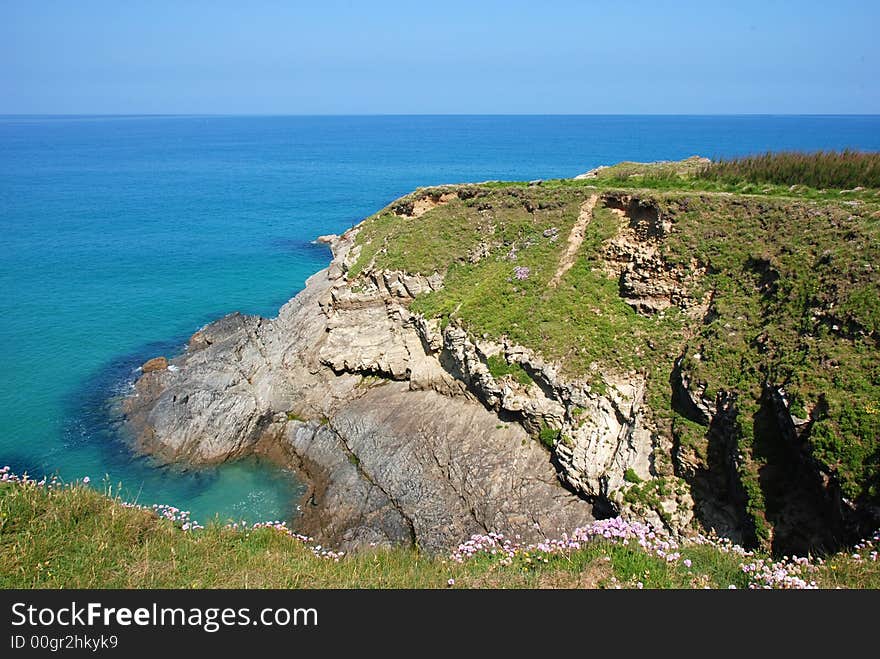 Rocky shore in Newquay, Cornwall, UK. Rocky shore in Newquay, Cornwall, UK