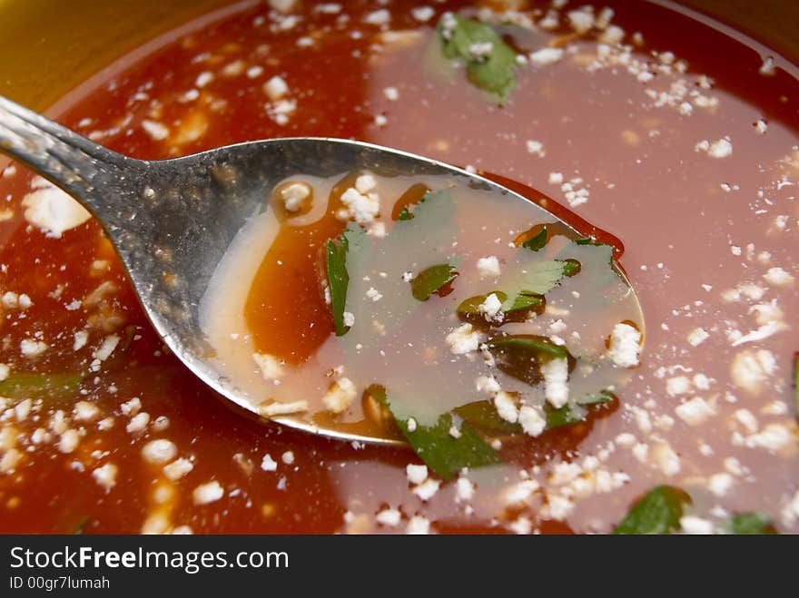 Fresh tomato soup with cheese