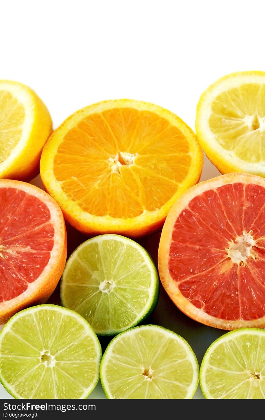 Citrus Fruits on White