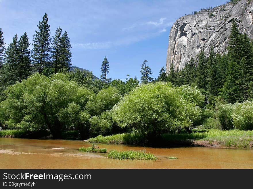 Merced River going to Mirror Lake in Yosemite. Merced River going to Mirror Lake in Yosemite