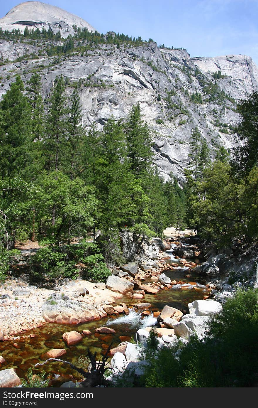 Merced River going to Mirror Lake in Yosemite. Merced River going to Mirror Lake in Yosemite