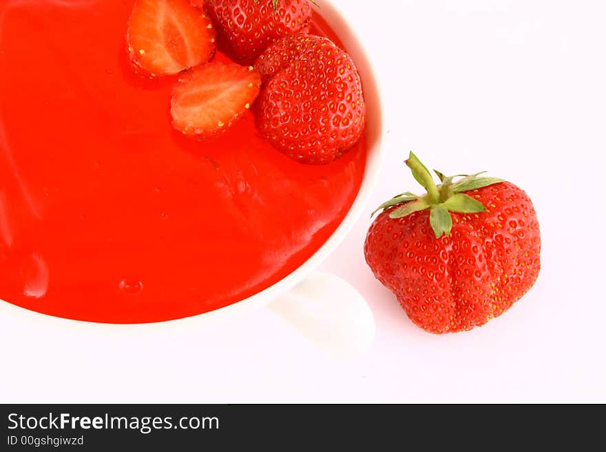 Strawberry Jam on a white background-red strawberry. Strawberry Jam on a white background-red strawberry