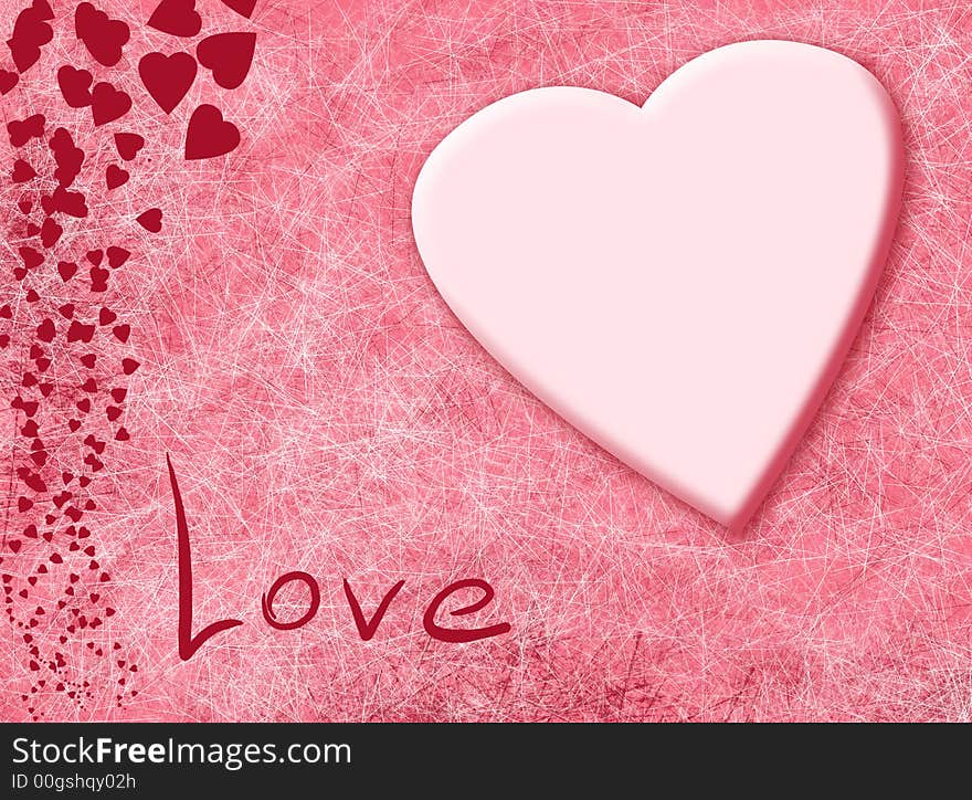 Card. Heart on a pink background. Card. Heart on a pink background