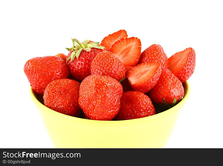 Bunch of red strawberries isolated over white. Bunch of red strawberries isolated over white