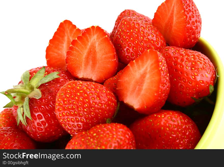 Bunch of red strawberries isolated over white. Bunch of red strawberries isolated over white