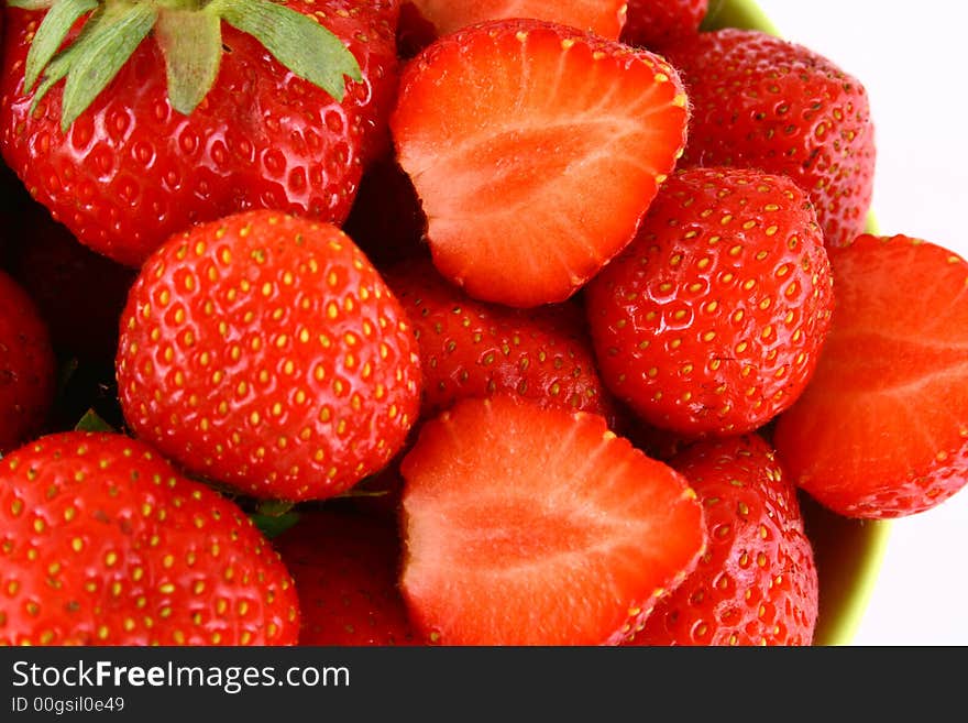 Bunch of red strawberries isolated over white. Bunch of red strawberries isolated over white