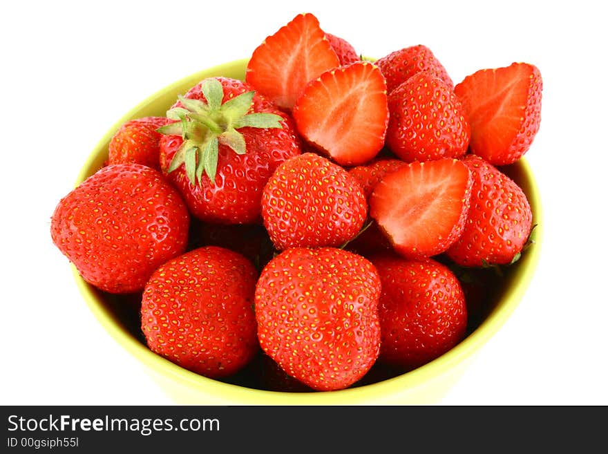 Bunch of red strawberries isolated over white. Bunch of red strawberries isolated over white