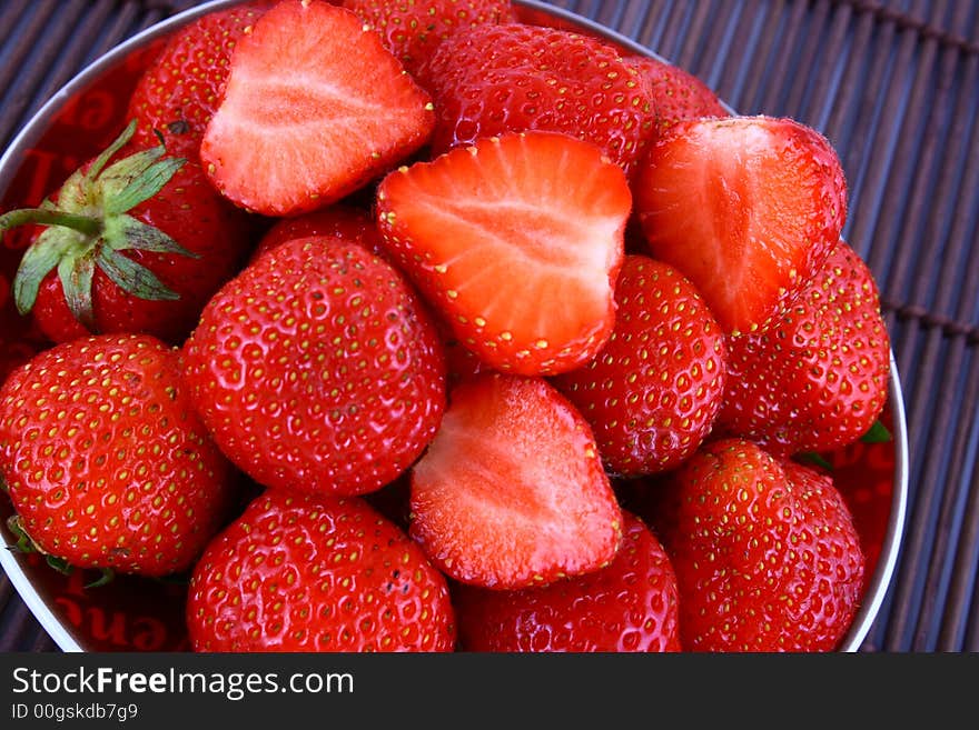 Bunch of red strawberries isolated over white. Bunch of red strawberries isolated over white