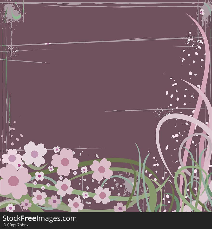 Colorful flowers and plants are on the grunge background. Colorful flowers and plants are on the grunge background