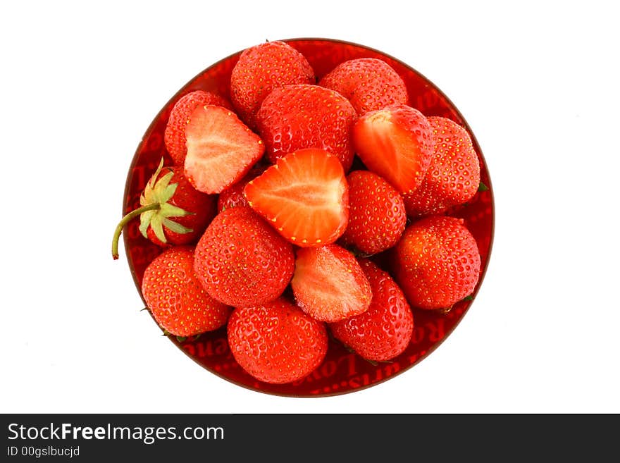 Bunch of red strawberries isolated over white. Bunch of red strawberries isolated over white