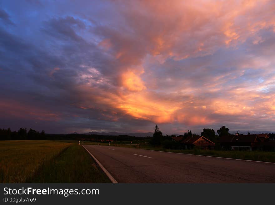 Sunset in Bavaria , not so far From Rosenheim  , June 2007