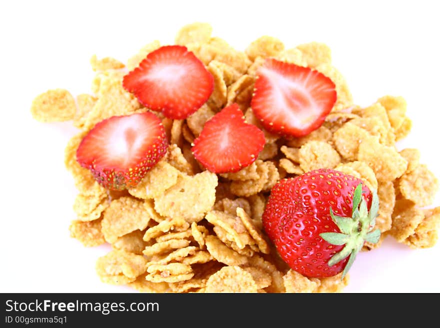 A start to any day. Fresh strawberry and cereal. A start to any day. Fresh strawberry and cereal