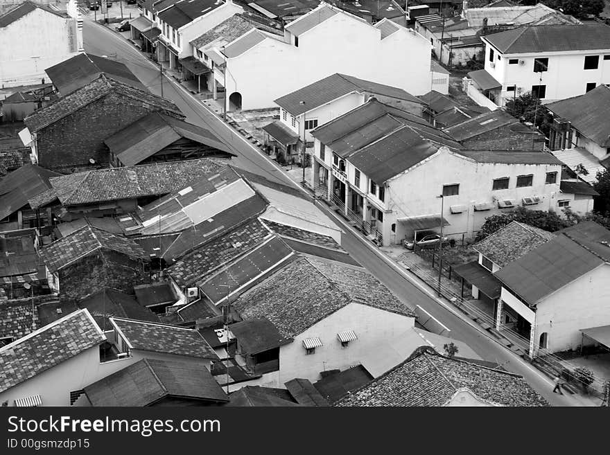 Pre war houses in Malacca City. Pre war houses in Malacca City