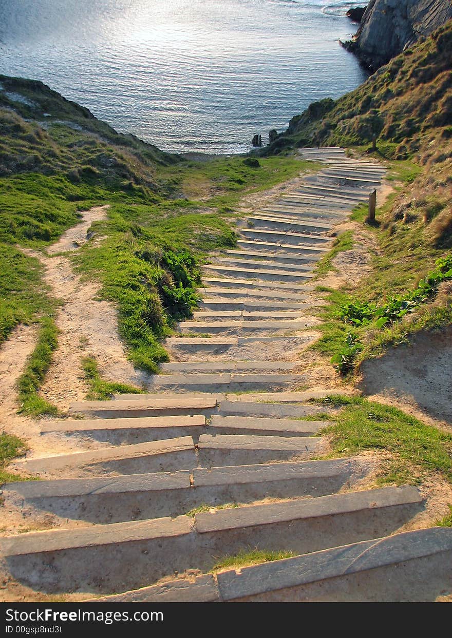 Some steps down to the sea. Some steps down to the sea