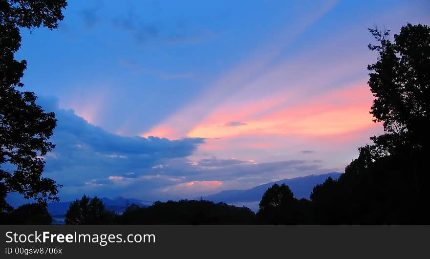 Sun rising over the Great Smoky Mountains. Sun rising over the Great Smoky Mountains