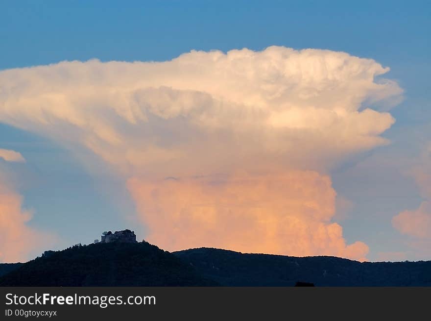 Big cloud over the castle. Big cloud over the castle