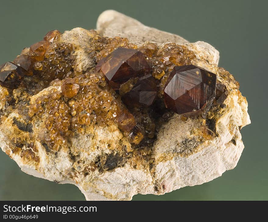 Close up of a spessartine mineral. Close up of a spessartine mineral