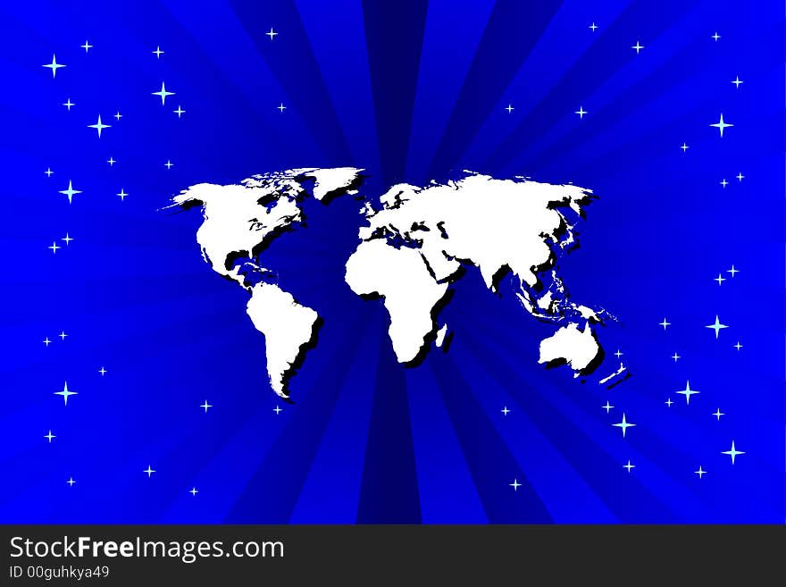 World on the blue background