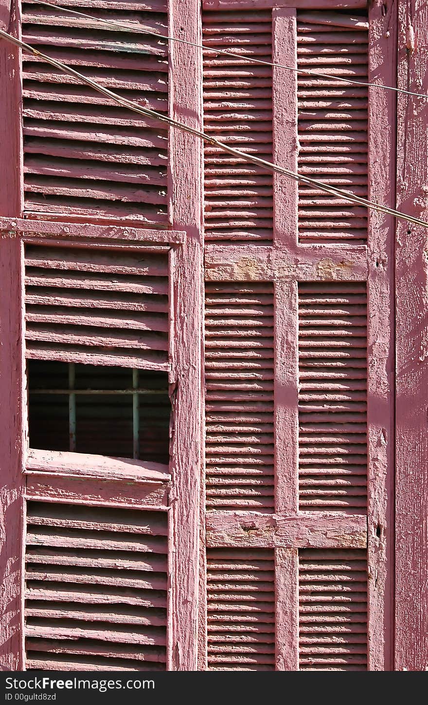 Old pink window in Tel Aviv