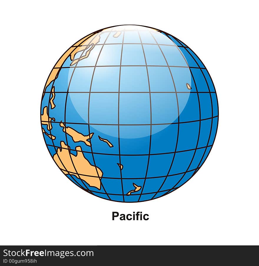 Pacific Globe surrounding by white background