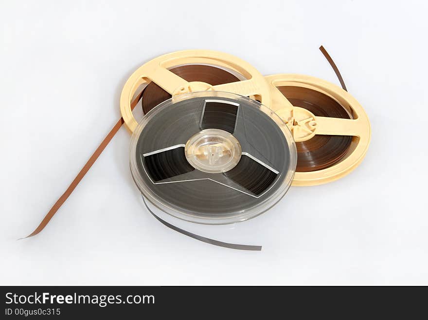 Old format magnet audio tape on the plastic coil